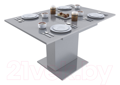 Обеденный стол Slayn Turin квадратный (серый глянец)