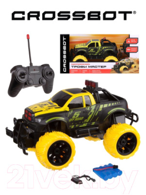 Радиоуправляемая игрушка Crossbot Джип Трофи Мастер / 870597 (черный/желтый)