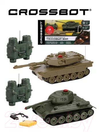 Набор радиоуправляемых игрушек Crossbot Танковый бой Т-34 Abrams M1A2 / 870634