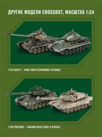 Набор радиоуправляемых игрушек Crossbot Танковый бой Т-34 Abrams M1A2 / 870634