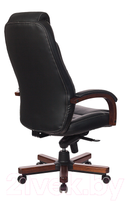 Кресло офисное Бюрократ T-9923 Walnut (кожа черная/крестовина металл/дерево)