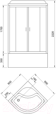 Душевая кабина Royal Bath  900x900x2170 / RB90CK5-WC