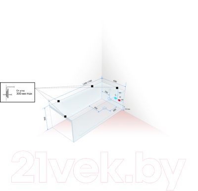 Купить Ванна акриловая 1AcReal Gamma 140  