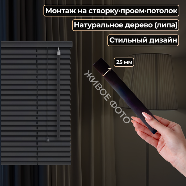 Жалюзи горизонтальные АС МАРТ 25-62 170x150 (черный)
