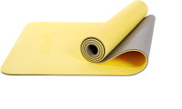 Коврик для йоги и фитнеса Starfit FM-201 TPE (173x61x0.7см, желтый/серый) - 