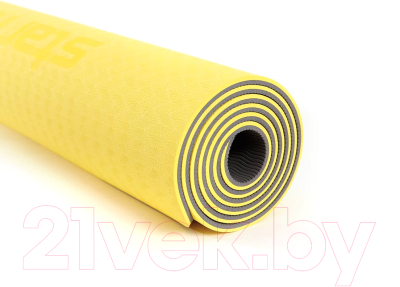Коврик для йоги и фитнеса Starfit FM-201 TPE (173x61x0.7см, желтый/серый)