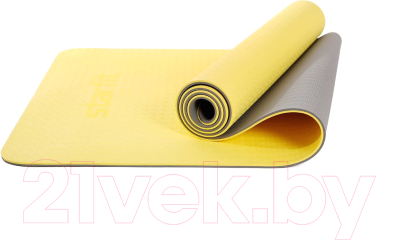 Коврик для йоги и фитнеса Starfit FM-201 TPE (173x61x0.7см, желтый/серый)