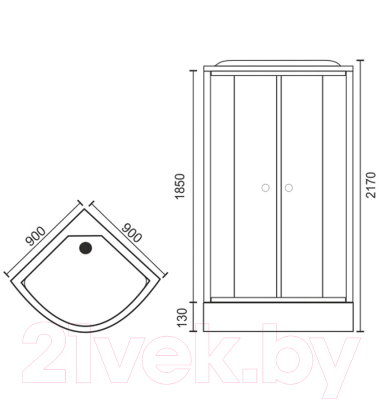 Душевая кабина Royal Bath 900x900x2170 / RB90HK7-BT