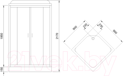 Душевая кабина Royal Bath 900x900x2170 / RB90HP1-M