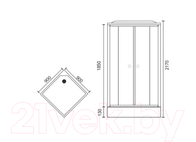 ??????? ?????? Royal Bath 900x900x2170 / RB90HP7-BT