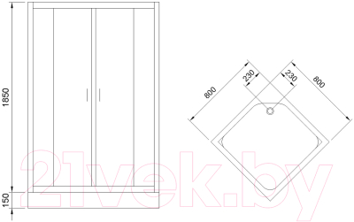 Душевой уголок Royal Bath 800x800x2000 / RB80HP-C