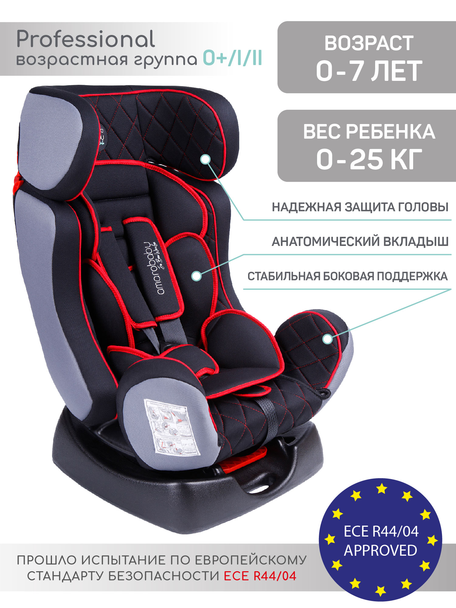 Автокресло Amarobaby Professional / AB212005PChK/09 (черный/красный)