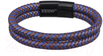 Браслет Zippo Braided Leather Bracelet / 2007162 (черный/коричневый/синий)