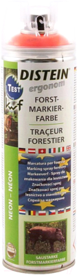 Краска Distein Флуоресцентная для маркировки леса / 201318 (500мл, красный)