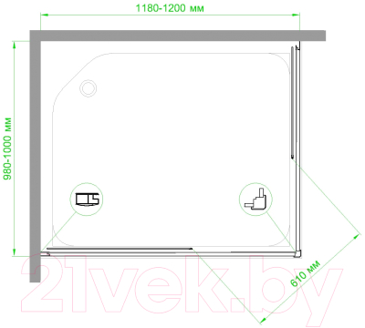 Душевой уголок Royal Bath 120x100x185 / RB1120HPD-C