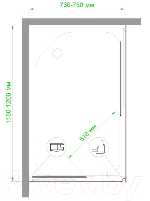 Душевой уголок Royal Bath 75x120x185 / RB1275HPD-C