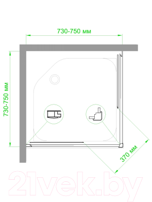 Душевой уголок Royal Bath 75x75x185 / RB75HPD-C