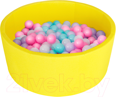 Сухой бассейн Kampfer Pretty Bubble (желтый, 100 шариков ассорти с розовым)