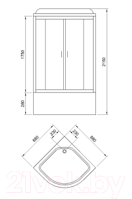 Душевая кабина Royal Bath RB-EKO90CK-WM