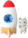 Набор мягких игрушек Miniso Space Series Rocket с котенком / 5602 - 
