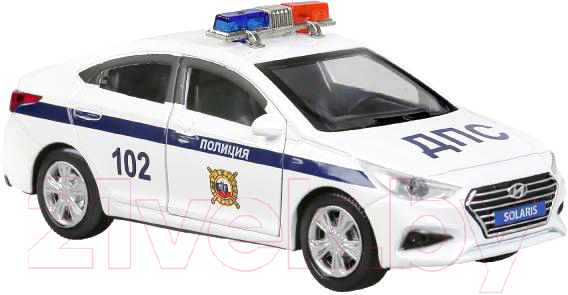 Автомобиль игрушечный Технопарк Hyundai Solaris Полиция / SOLARIS2-12POL-WH (белый) — фото 3