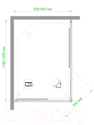 Душевой уголок Royal Bath 85x120x185 / RB1285HPD-T