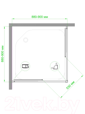 Душевой уголок Royal Bath 90x90x185 / RB90HPD-T