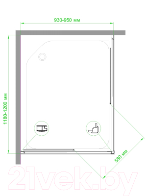 Душевой уголок Royal Bath 95x120x185 / RB1295HPD-T