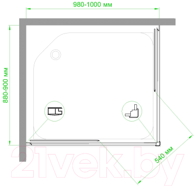 Душевой уголок Royal Bath 100x90x185 / RB9100HPD-T-CH