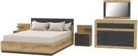 Комплект мебели для спальни Интерлиния Loft-2 Спальня-2 (дуб золотой/антрацит) - 