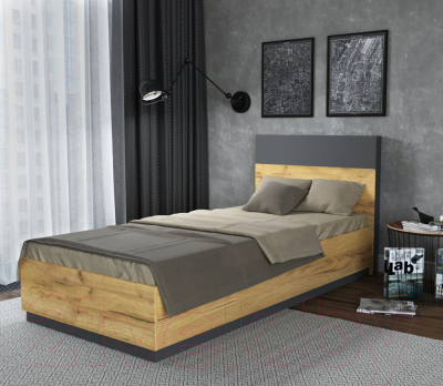 Комплект мебели для спальни Интерлиния Loft-3 Спальня-3 (дуб золотой/антрацит)