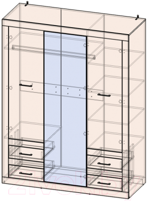 Комплект мебели для спальни Интерлиния Loft-3 Спальня-3 (дуб золотой/антрацит)