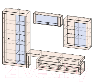 Горка Интерлиния Loft-6 Гостиная-2 (дуб золотой/антрацит)