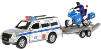 

Набор игрушечной техники Технопарк, Mitsubishi Pajero Полиция с мотоциклом / SB-17-61-MP(P)+MO-WB