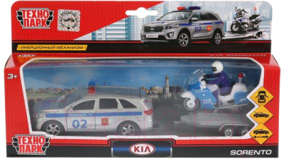 Автомобиль игрушечный Технопарк Kia Sorento Prime Полиция с мотоциклом / SB-18-04WB