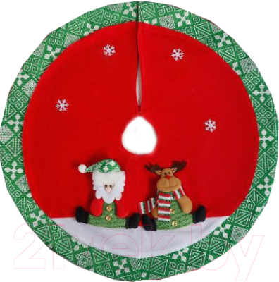 Юбка под елку Зимнее волшебство Дед Мороз и олень / 4323072 (красный)