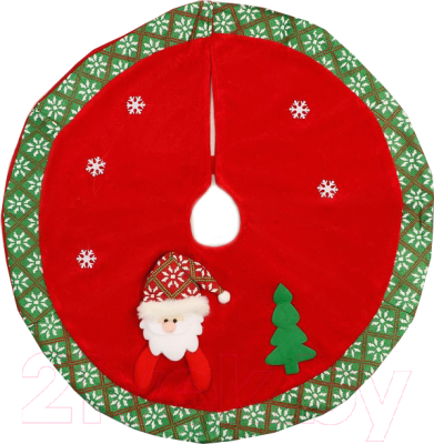 Юбка под елку Зимнее волшебство Дед Мороз у елки / 6938941 (красный/зеленый)
