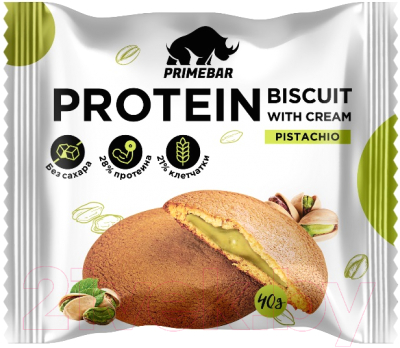 Протеиновое печенье Prime Kraft Primebar Biscuit (10x40г, фисташка)