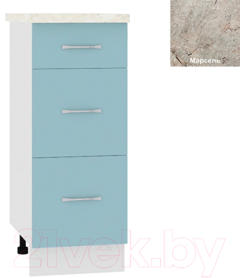 Шкаф-стол кухонный Кортекс-мебель Корнелия Мара НШ30р3ш (голубой/марсель)