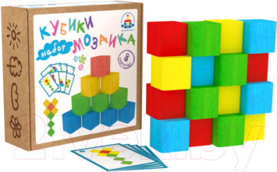 Развивающий игровой набор Краснокамская игрушка Мозаика. Кубики с карточками / Н-85