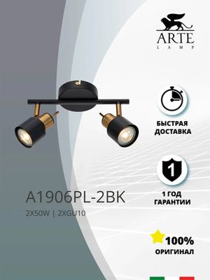 Спот Arte Lamp Almach A1906PL-2BK