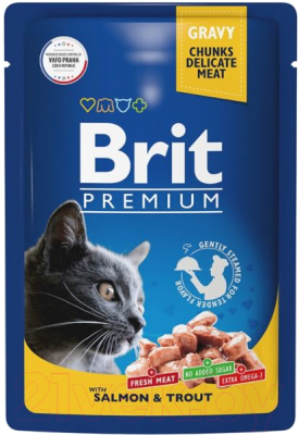 Влажный корм для кошек Brit Premium Salmon & Trout / 5048854 (85г)