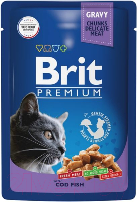Влажный корм для кошек Brit Premium Cod Fish / 5048847 (85г)