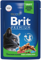 Влажный корм для кошек Brit Premium Chicken Slices for Sterilized / 5048830 (85г) - 