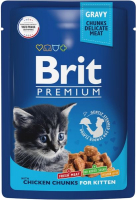 Влажный корм для кошек Brit Premium Chicken Chunks for Kitten / 5048809 (85г) - 