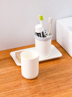 Изображение товара Набор стаканов для зубной щетки и пасты Miniso 7653 (белый)