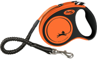 Поводок-рулетка Flexi Xtreme ремень / 34200 (S,5м, черный/оранжевый) - 