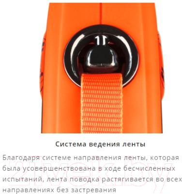 Поводок-рулетка Flexi Xtreme ремень / 34507 (XS, 3м, черный/оранжевый)