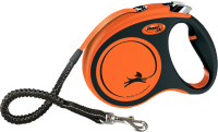 Поводок-рулетка Flexi Xtreme ремень / 34408 (L,5м, черный/оранжевый) - 
