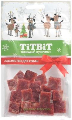 Изображение товара Лакомство для собак TiTBiT Новогодняя коллекция. Мраморные кубики с говядиной / 23112 (80г)